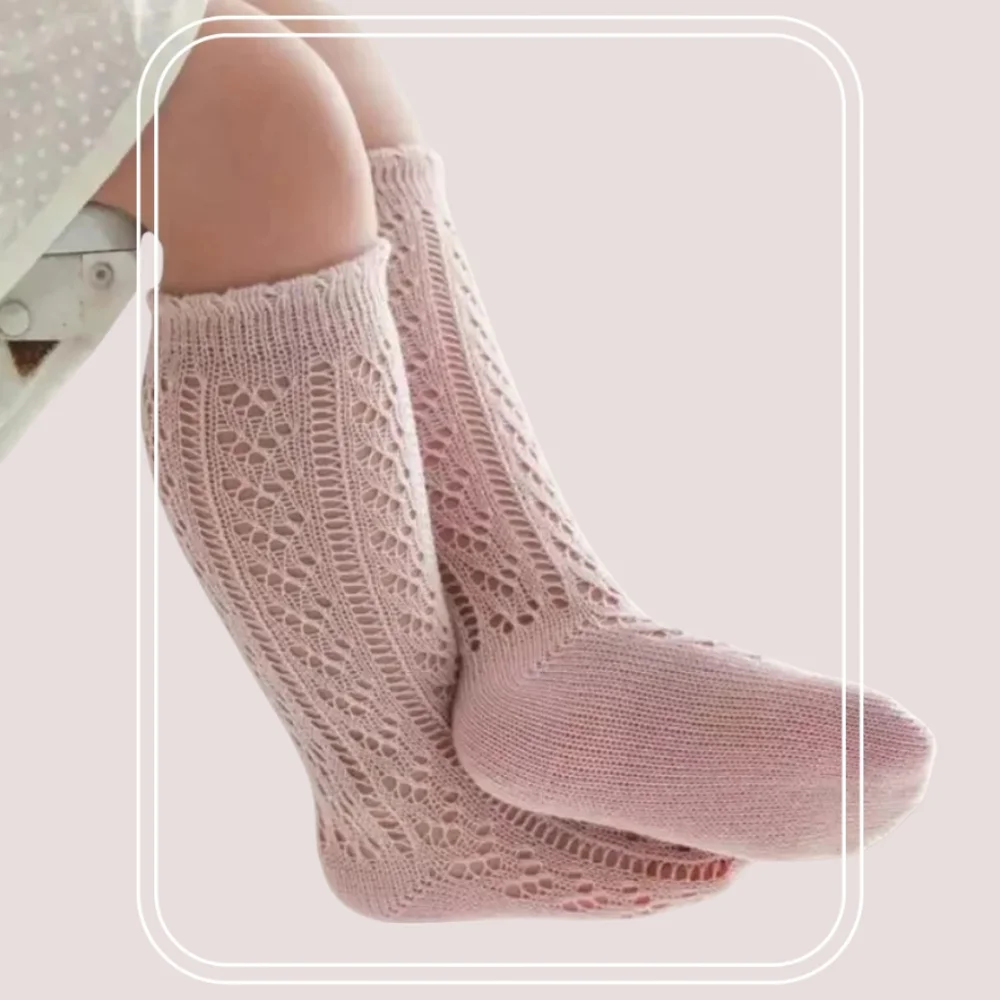 Baby Girl Blush Pink Knit Knee High Socks Vintage Style Holiday Dress Accessory